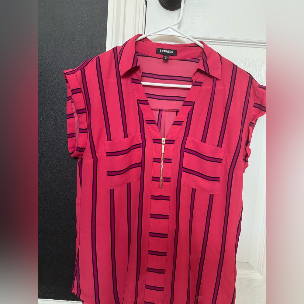Express Fuchsia and Navy Striped Blouse